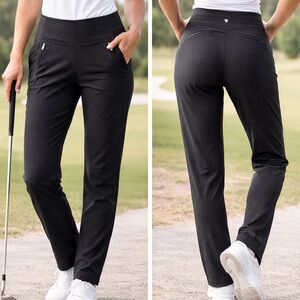 Athleta Black Straight-Leg Performance Golf Pants